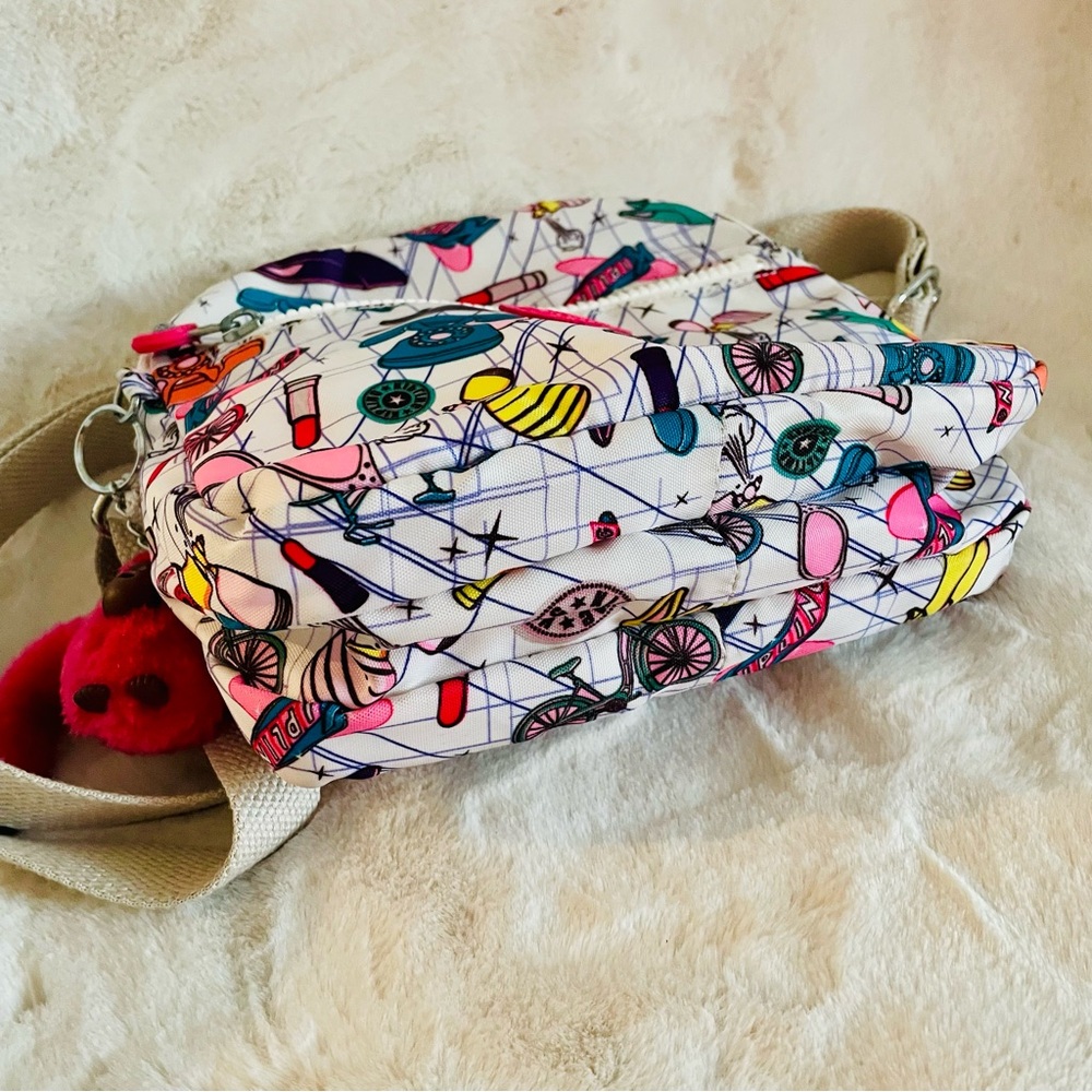 Kipling Keefe Crossbody Bag in Sweet Shop Print w/ Monkey Keychain - Picture 5 of 10